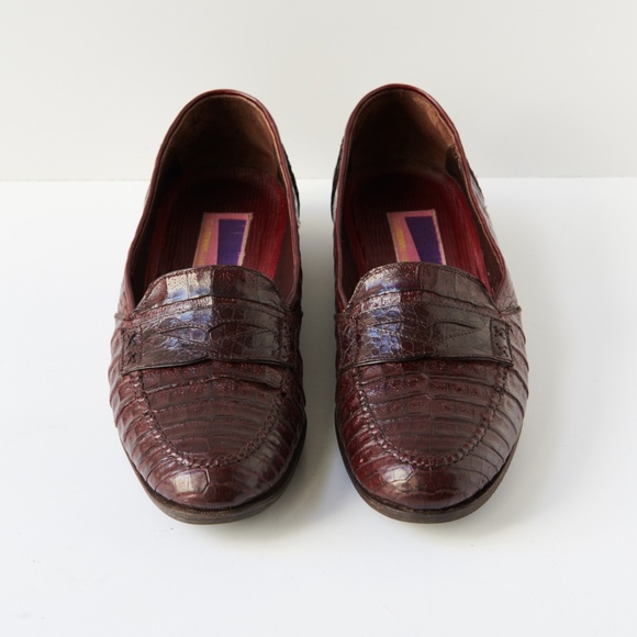 80s - SUSAN BENNIS - WARREN EDWARDS - Loafer - Men\'s - 10 - Wine - Crocodile main image 5